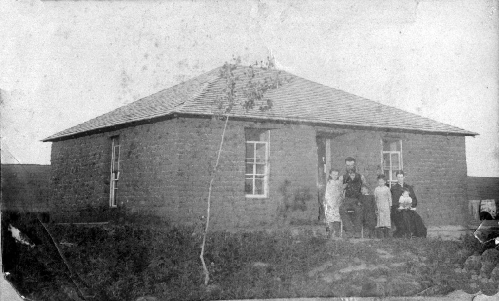 l-r Matha Anne (Annie) B: 1881 (Kansas), Benjamin Lewis B: 1856 Wales), Mary Theodocia B: 1883 (K), Margaret (Benyon) B:1857 (Wales) & Sarah Jane B:1887. Picture taken at the family home in Elk Creek, Custer County NE ~1888.